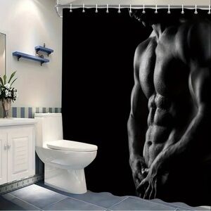 Black Shower Curtain with Artistic Design